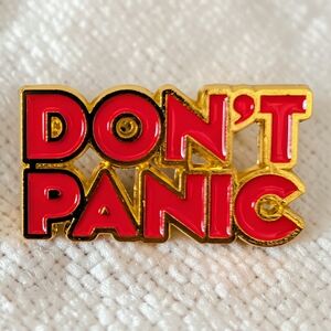 Red and Gold 'Don't Panic' Enamel Pin